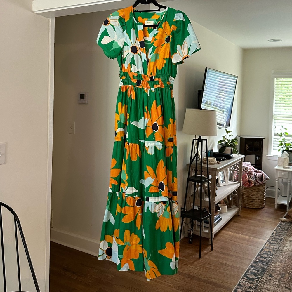 Maeve XS Green/Yellow Floral Maxi